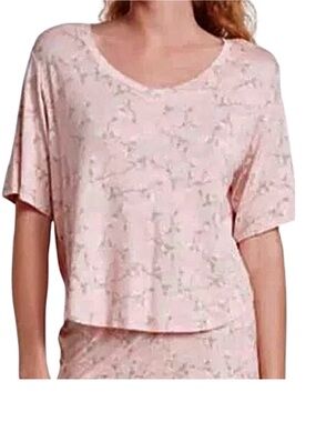 Honeydew Intimates Quiet Night Crop Pajama Top, Lt Pink/Peach Floral, Size Large